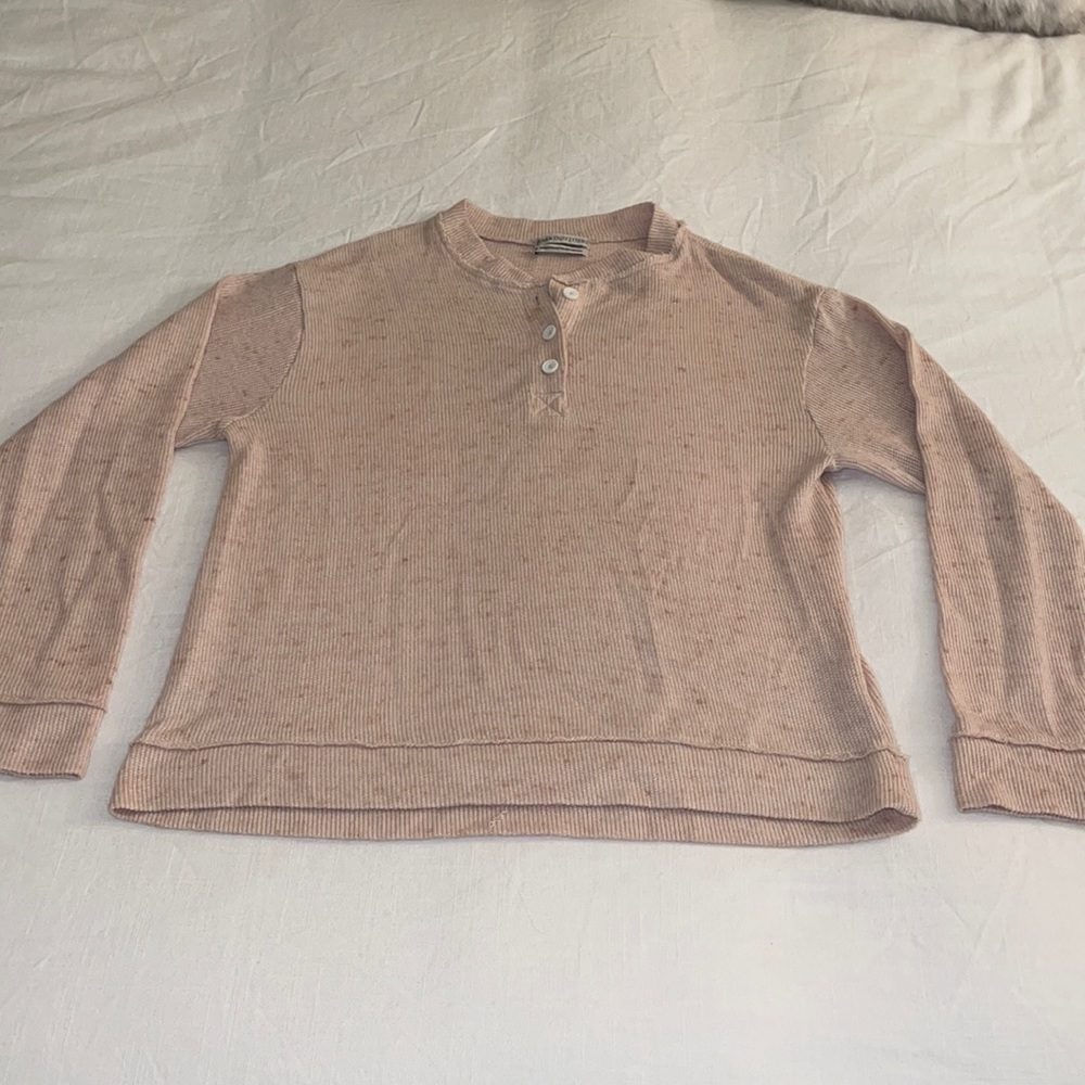 Beige button up top